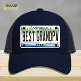 Michigan Best Grandpa Novelty License Plate Hat Mesh / Navy