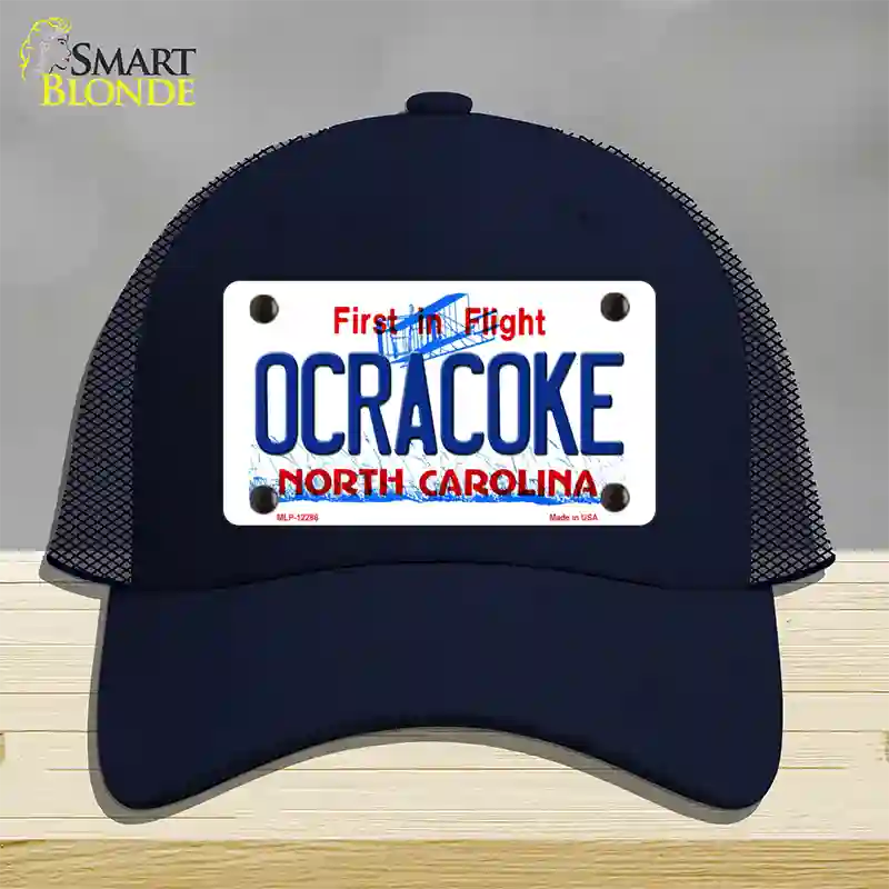 Ocracoke North Carolina Novelty License Plate Hat Mesh / Navy