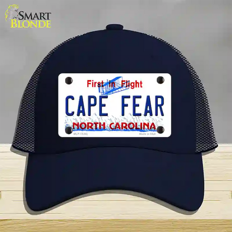 North Carolina Cape Fear Novelty License Plate Hat Mesh / Navy