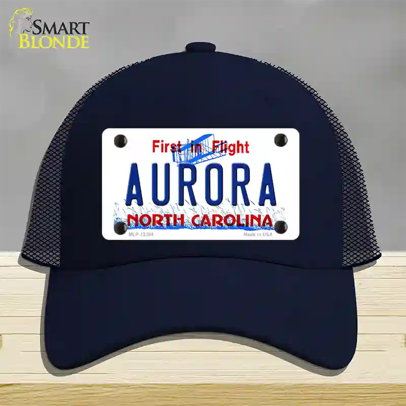 North Carolina Aurora Novelty License Plate Hat Mesh / Navy