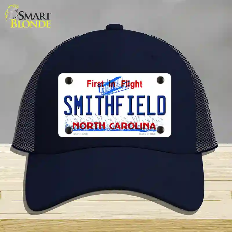 North Carolina Smithfield Novelty License Plate Hat Mesh / Navy