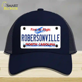 North Carolina Robersonville Novelty License Plate Hat Mesh / Navy