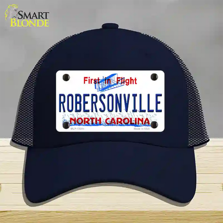 North Carolina Robersonville Novelty License Plate Hat Mesh / Navy