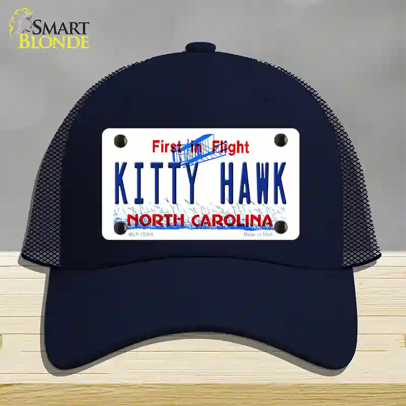 North Carolina Kitty Hawk Novelty License Plate Hat Mesh / Navy