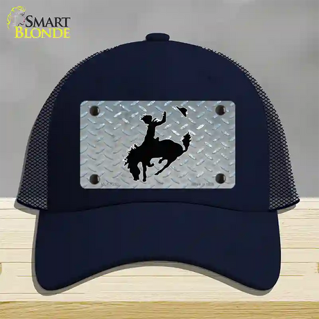 Bucking Bronco Novelty License Plate Hat Mesh / Navy