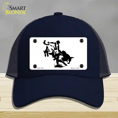 Bull Rider Novelty License Plate Hat Mesh / Navy