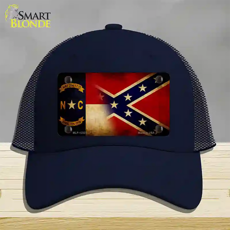 NC | Confederate Flag Novelty License Plate Hat Mesh / Navy