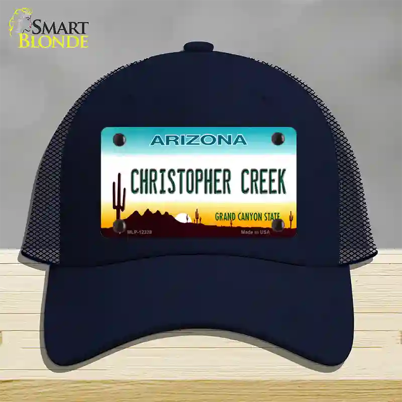 Christopher Creek Arizona Novelty License Plate Hat Mesh / Navy