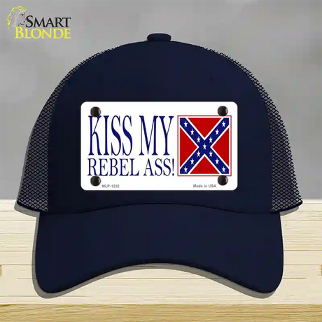 Kiss My Rebel Ass Novelty License Plate Hat Mesh / Navy