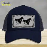 Two Running Horses Novelty License Plate Hat Mesh / Navy