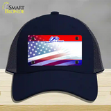 Ohio with American Flag Novelty License Plate Hat Mesh / Navy