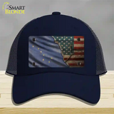 Alaska/American Flag Novelty License Plate Hat Mesh / Navy