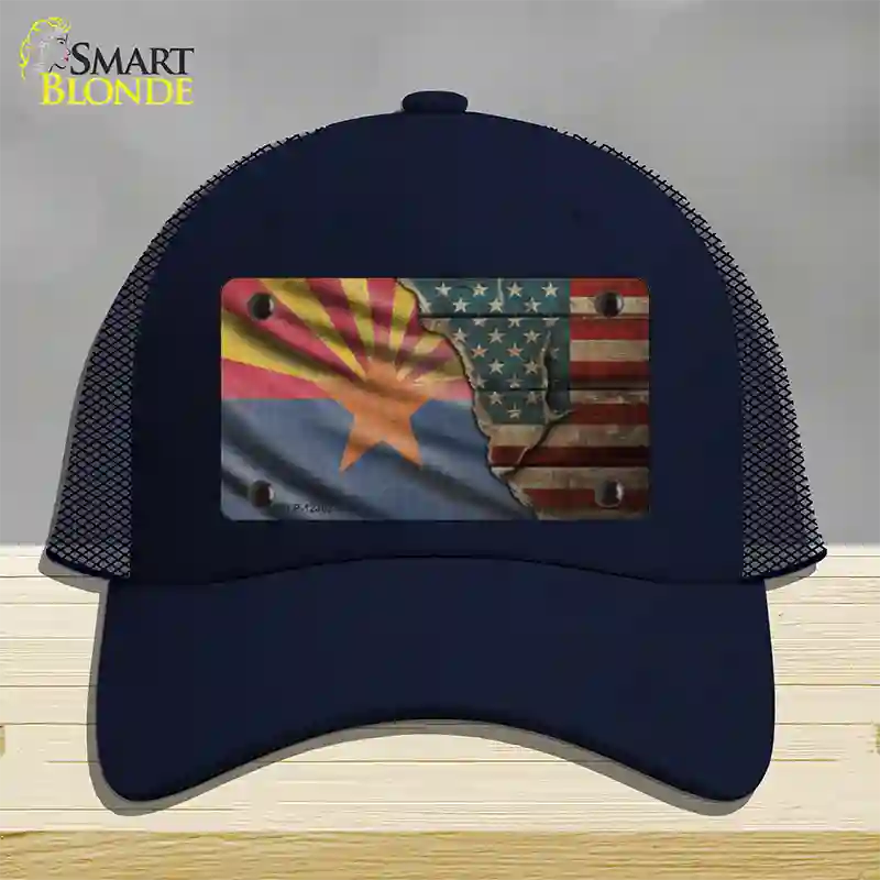 Arizona/American Flag Novelty License Plate Hat Mesh / Navy