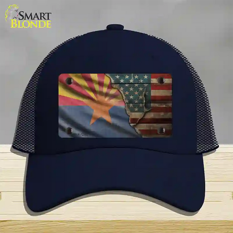 Arizona/American Flag Novelty License Plate Hat Mesh / Navy