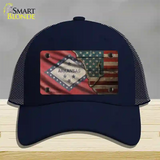 Arkansas/American Flag Novelty License Plate Hat Mesh / Navy