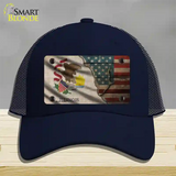 Illinois/American Flag Novelty License Plate Hat Mesh / Navy