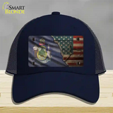 Maine/American Flag Novelty License Plate Hat Mesh / Navy