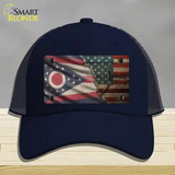 Ohio/American Flag Novelty License Plate Hat Mesh / Navy