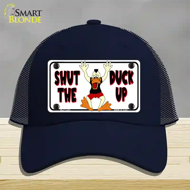 Shut The Duck Up Novelty License Plate Hat Mesh / Navy