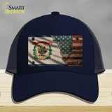 West Virginia/American Flag Novelty License Plate Hat Mesh / Navy