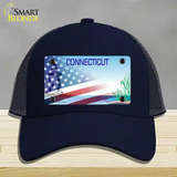 Connecticut Preserve with American Flag Novelty License Plate Hat Mesh / Navy