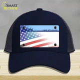 Illinois Lincoln with American Flag Novelty License Plate Hat Mesh / Navy