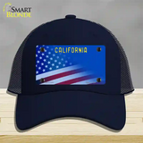 California with Blue California Plate Novelty License Plate Hat Mesh / Navy