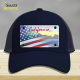 California Tahoe Plate American Flag Novelty License Plate Hat Mesh / Navy