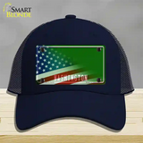 Washington Green with American Flag Novelty License Plate Hat Mesh / Navy