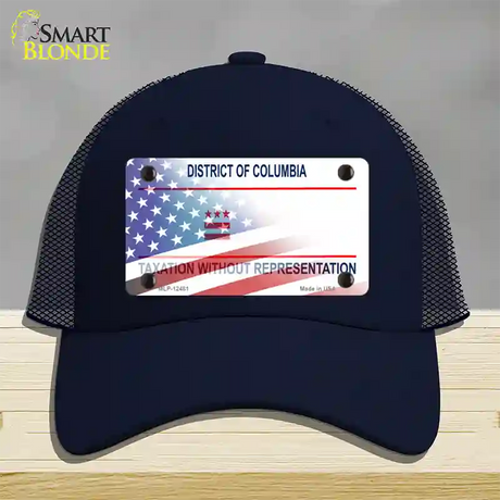 District of Columbia with American Flag Novelty License Plate Hat Mesh / Navy