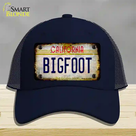 Bigfoot California Novelty License Plate Hat Mesh / Navy