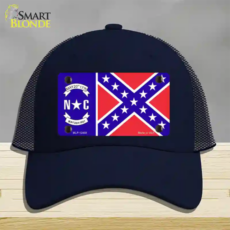 North Carolina Confederate Flag Novelty License Plate Hat Mesh / Navy