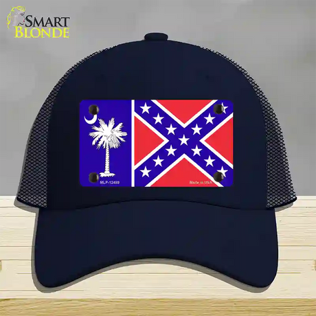 South Carolina Confederate Flag Novelty License Plate Hat Mesh / Navy