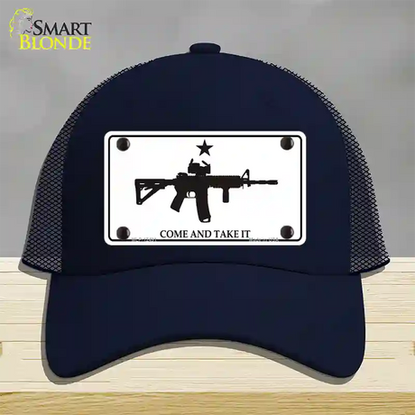 Come and Take It Novelty License Plate Hat Mesh / Navy