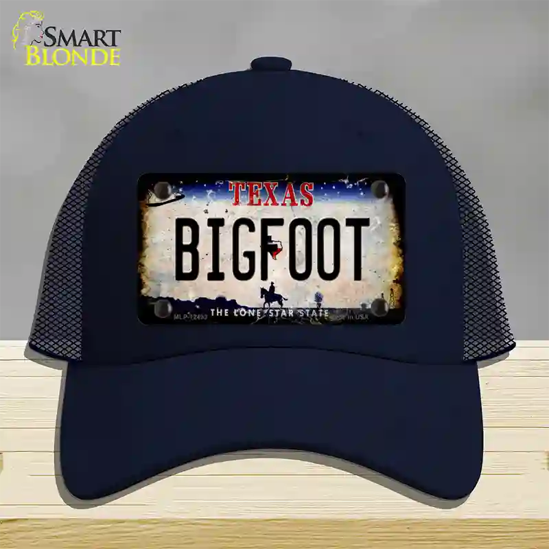 Bigfoot Texas Novelty License Plate Hat Mesh / Navy