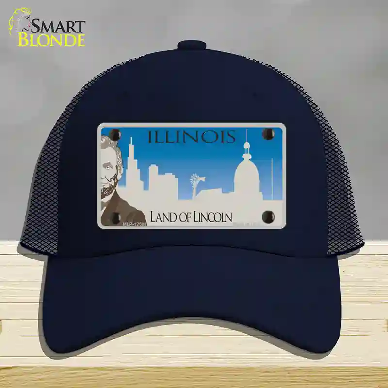 Illinois Blank Novelty License Plate Hat Mesh / Navy