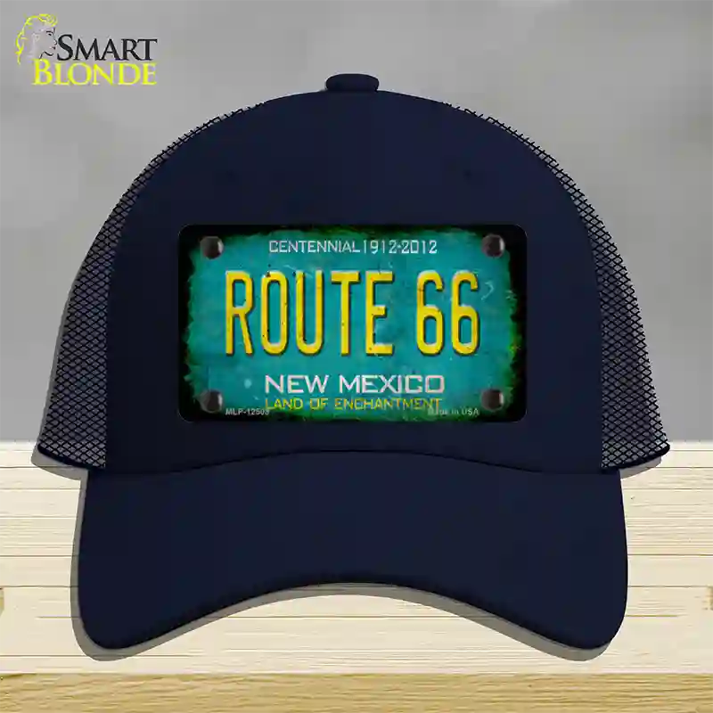 Route 66 New Mexico Rusty Novelty License Plate Hat Mesh / Navy