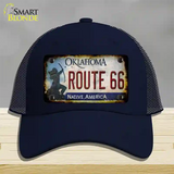 Route 66 Oklahoma Rusty Novelty License Plate Hat Mesh / Navy