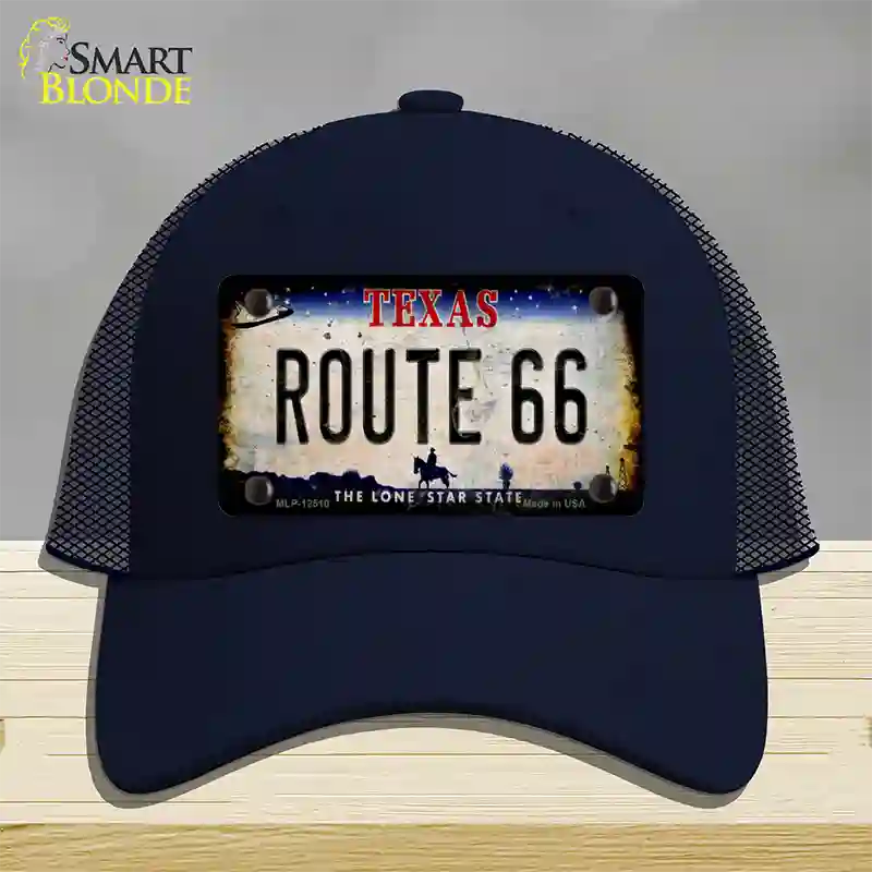 Route 66 Texas Rusty Novelty License Plate Hat Mesh / Navy