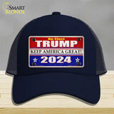 Re-Elect Trump 2024 Novelty License Plate Hat Mesh / Navy