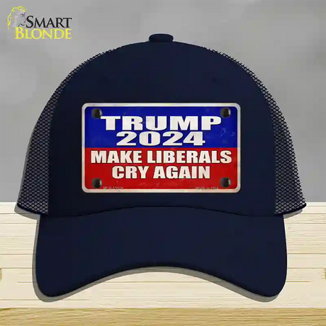 Trump Make Liberals Cry Again Novelty License Plate Hat Mesh / Navy