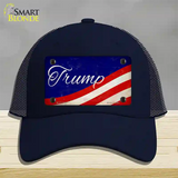 Trump on Waving Flag Novelty License Plate Hat Mesh / Navy