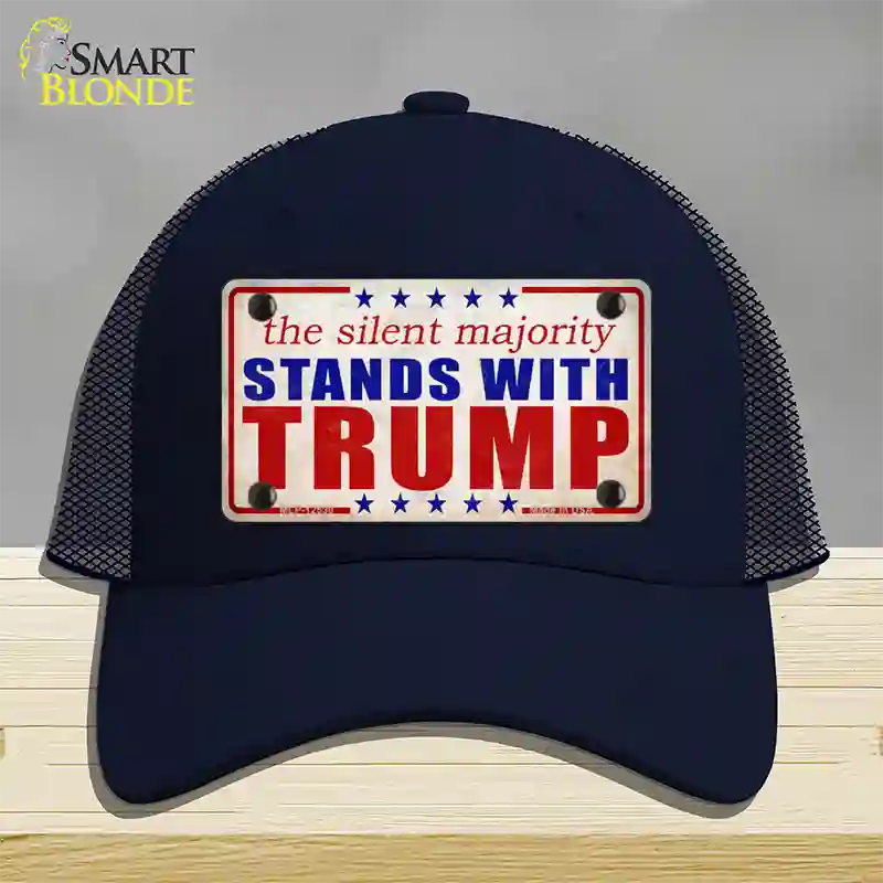 Silent Majority Stands with Trump Novelty License Plate Hat Mesh / Navy