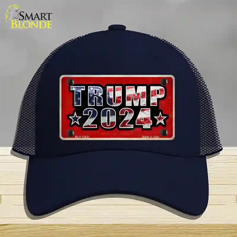 Trump 2024 Flag Novelty License Plate Hat Mesh / Navy