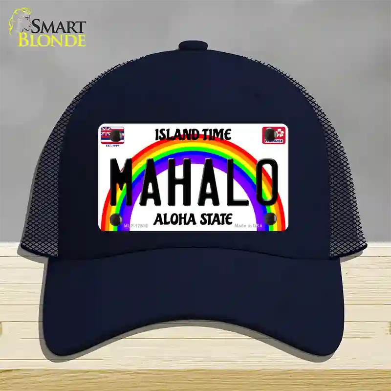 Mahalo Hawaii Novelty License Plate Hat Mesh / Navy