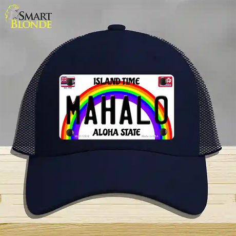 Mahalo Hawaii Novelty License Plate Hat Mesh / Navy