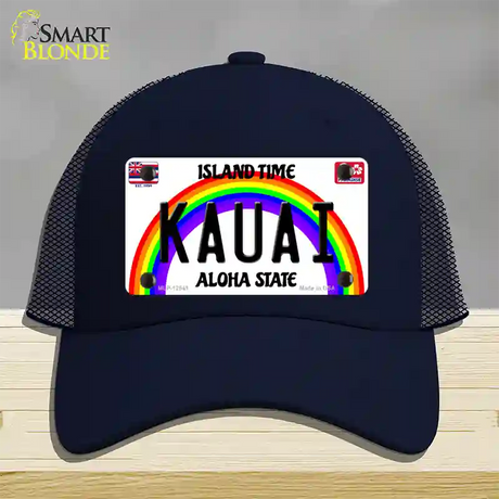 Kauai Hawaii Novelty License Plate Hat Mesh / Navy