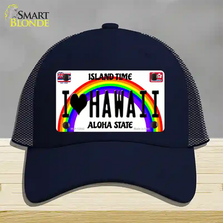 I Love Hawaii Novelty License Plate Hat Mesh / Navy