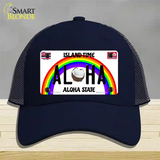 Aloha Coconut Hawaii Novelty License Plate Hat Mesh / Navy