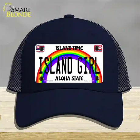 Island Girl Hawaii Novelty License Plate Hat Mesh / Navy